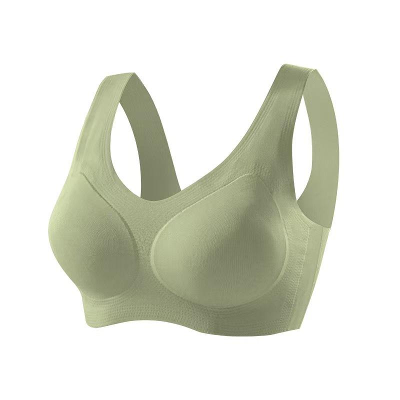 Women's One-Piece Fixed Cup Seamless Bra, Wireless Push Up Breathable Beauty Back Thin European American Style Everyday Underwear