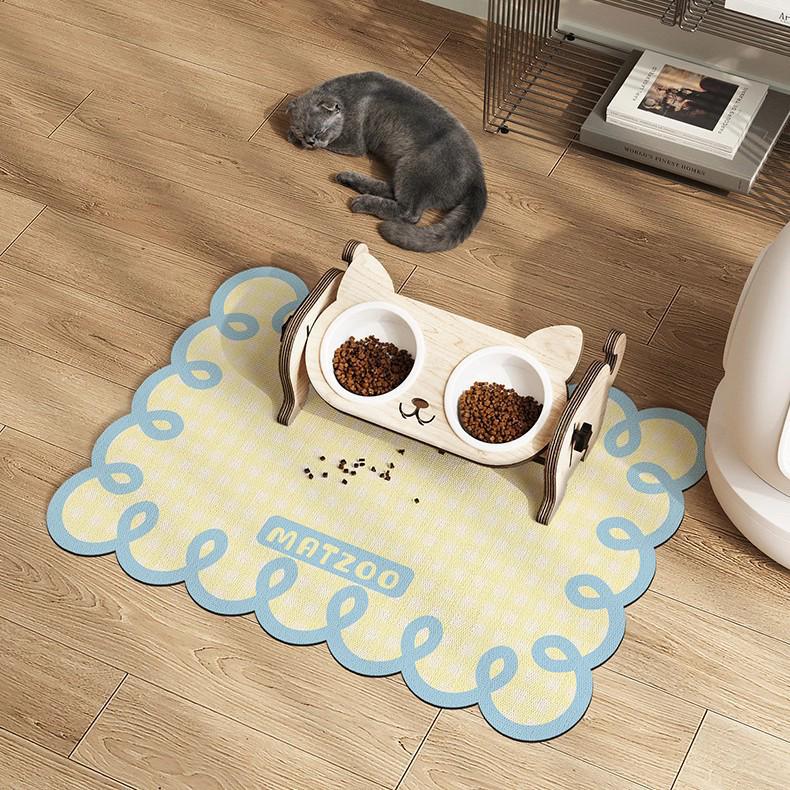 Ins Style Plaid Mud-Resistant Pet Feeding Mat - Splash-Proof, Dirt-Resistant, Easy To Clean for Cats and Dogs
