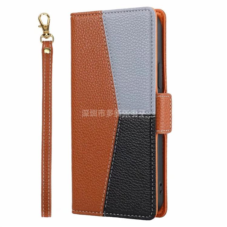 Splicing contrasting leather case for Xperia 1 flip card wallet protective case Xperia 10-III portable
