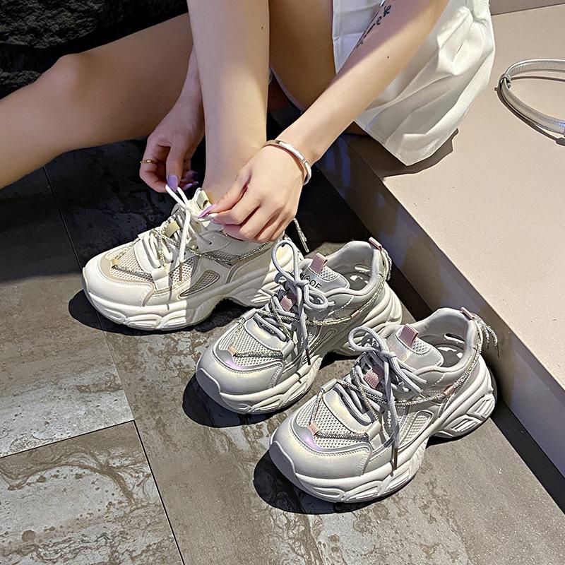 New dad shoes women's summer student sports running shoes casual shoes with heightened thick soles