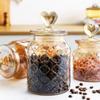 Amber Glass Sealed Jar Storage Bottle with Lid Large Capacity Transparent Heart-shaped Coffee Bean Storage Jar Kitchen Container