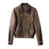 Autumn 2024 Women's Casual Turn-Down Collar Leather Jacket - Slim Fit XG9926