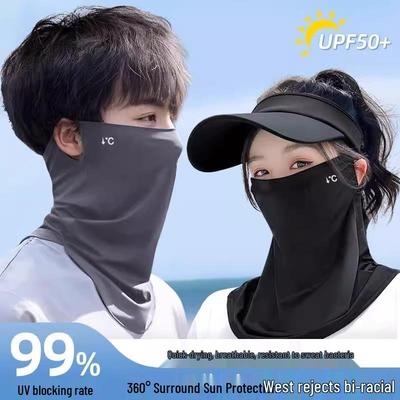 UPF50+ Ice Silk Neck & Face Protector: Sun & UV Protection Mask with Breathable Eye Shield
