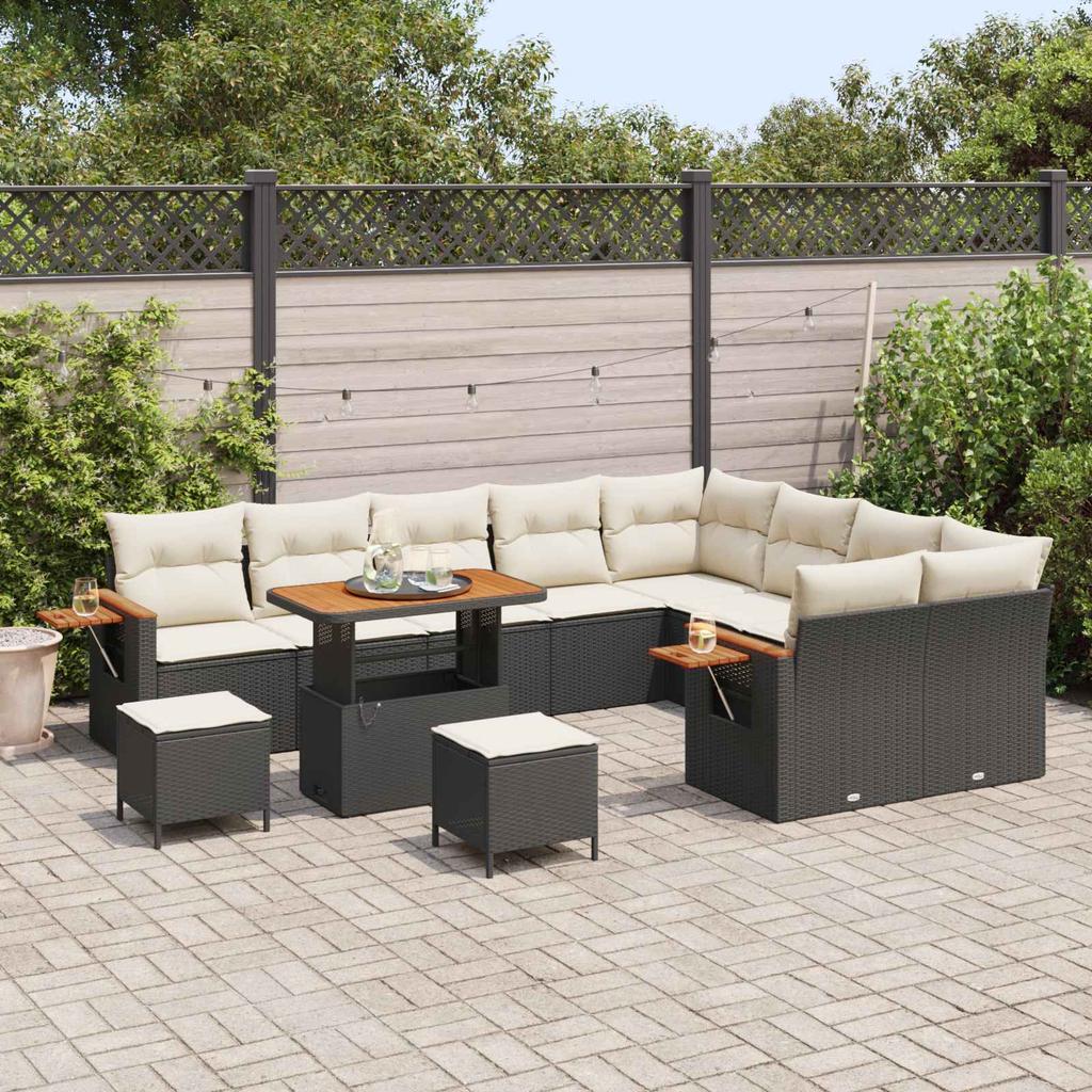 Garden Sofa Set 12 pcs Black Poly Rattan