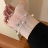 Sparkling Rhinestone Ball Pearl Bracelet for Women Minimalist Beads Double-Layer Tassel Bracelet Exquisite Jewelry Party Gifts