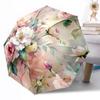 Rainbow Hibiscus Drips Portable Automatic Umbrella with 8-Rib Sturdy Construction Perfect for Outdoor Adventures Compact Folding Umbrella