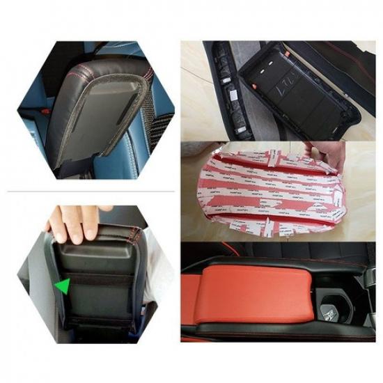 Center Console Armrest Box Suede Leather + Red line Cover For BMW F30 2013-2018