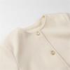 Womens Tweed Jacket Solid Color Round Neck Single Breasted Coat Elegant Casual Outerwear