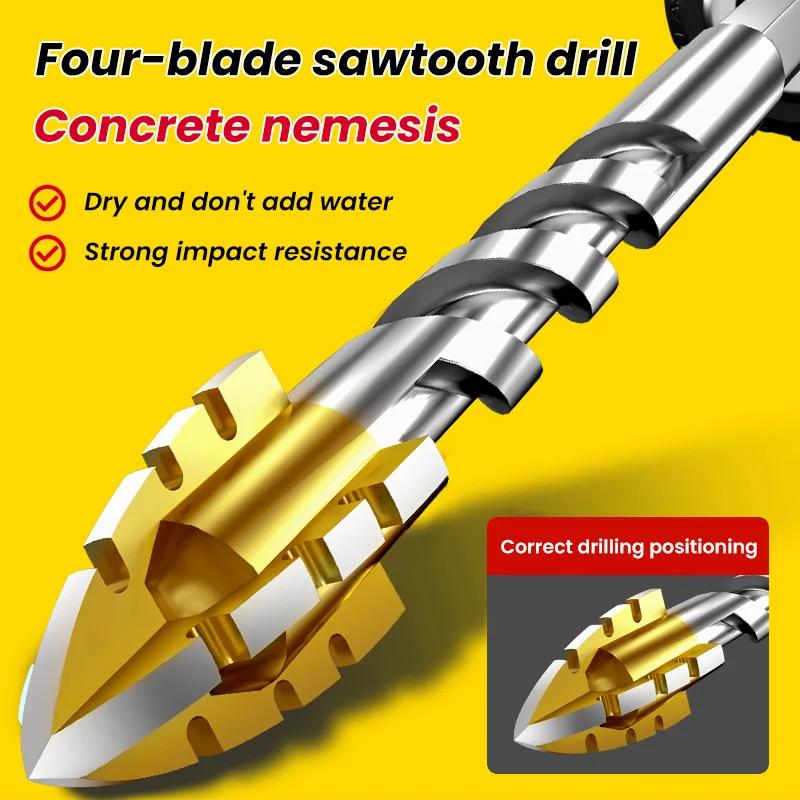 5pcs Four-edged Sawtooth Drill Bit for Tile Drilling and Concrete Special Electric Drill Ultra-high Hardness Drill Bit