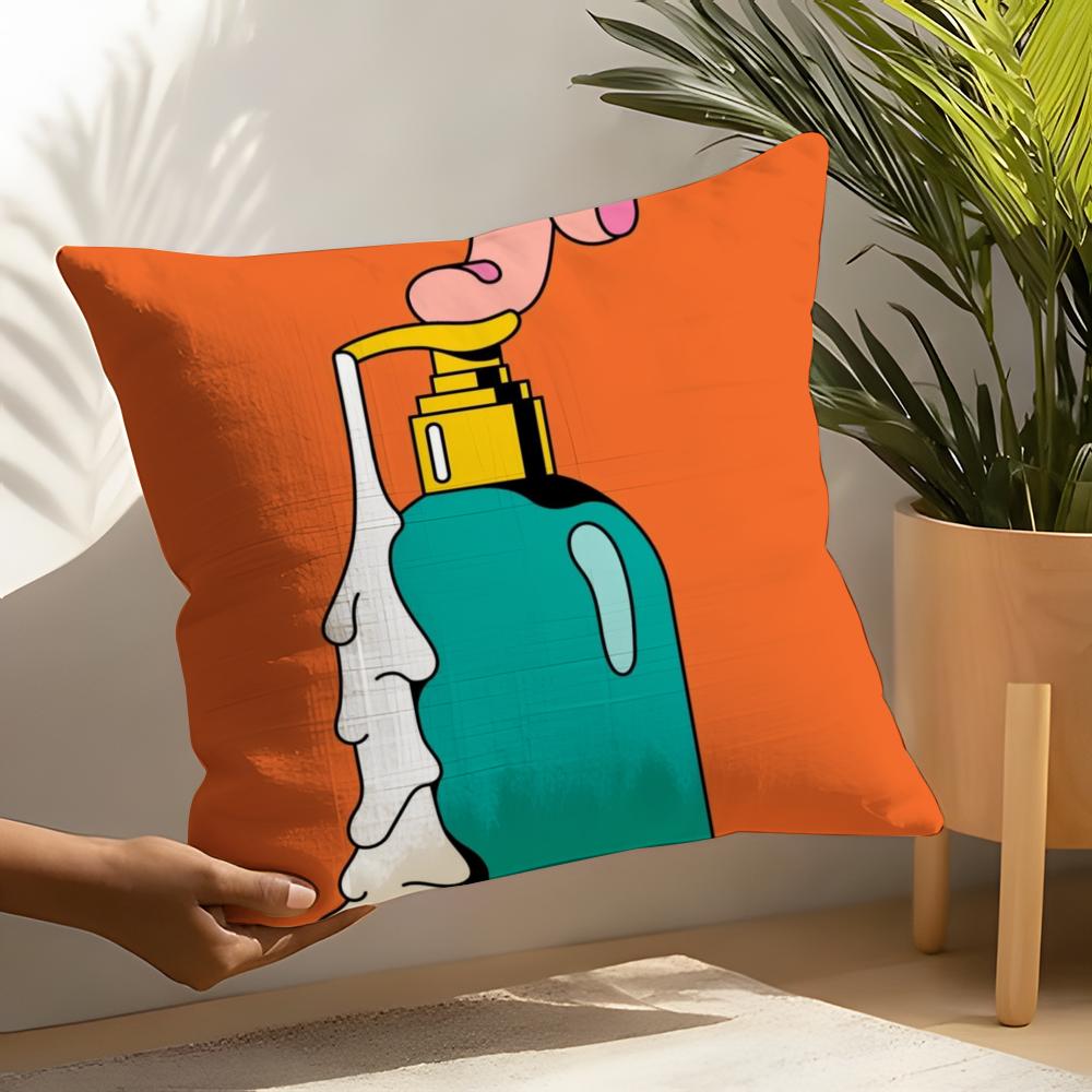 Fortunatej-Joaquin Pillow Case Home Living Room Decoration Linen Pillow Cases Cushion Cover Peach skin 18*18(CM)-1Pcs