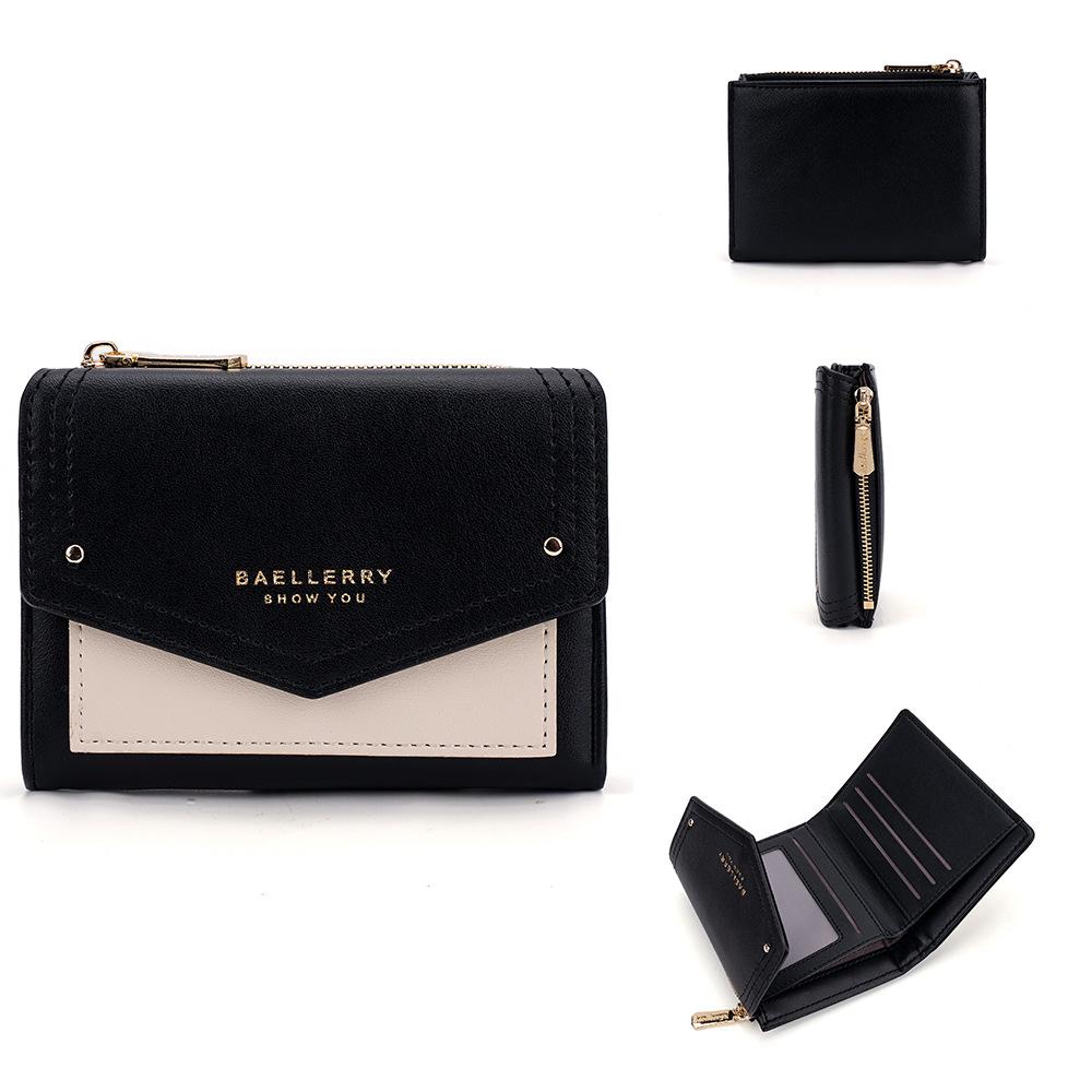 

Baellerry Women s Short Wallet: Simple Color Block Zipper Coin Purse чёрный