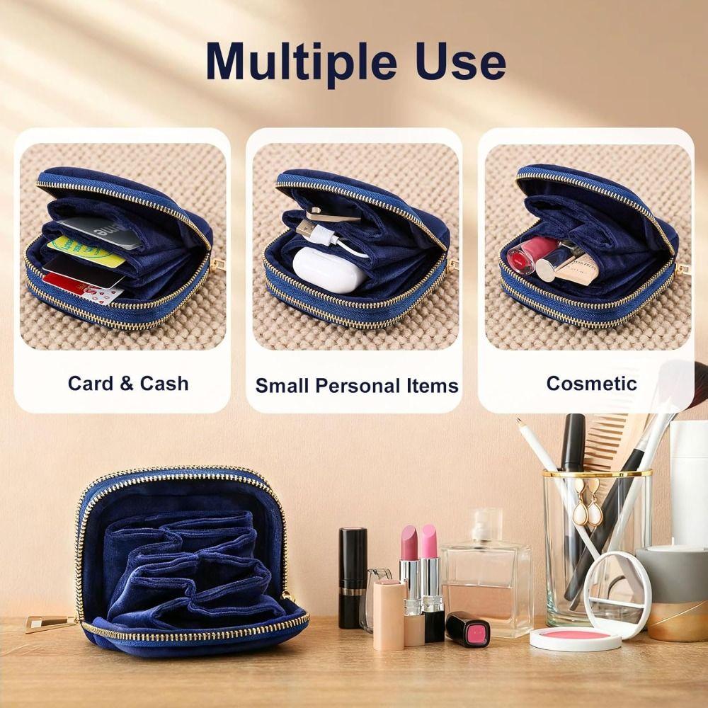 Soft Velvet Jewelry Pouch for Travel Double Layer Jewelry Case for Rings, Bracelets, & Bangles