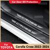 Car Carbon Fiber Door Sill Sticker For TOYOTA COROLLA CROSS Hybrid -2024 Threshold Pedal Anti-scratch Decoration Accessories