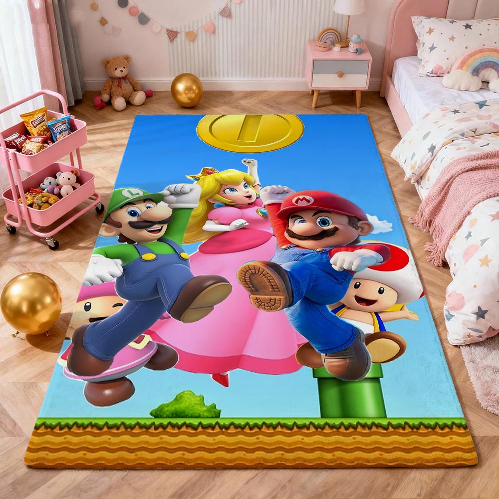 Mario Kart World Tour Theme Rug Allseason Carpet For Living Room Bedroom Office Home Decor Great Holiday Gift