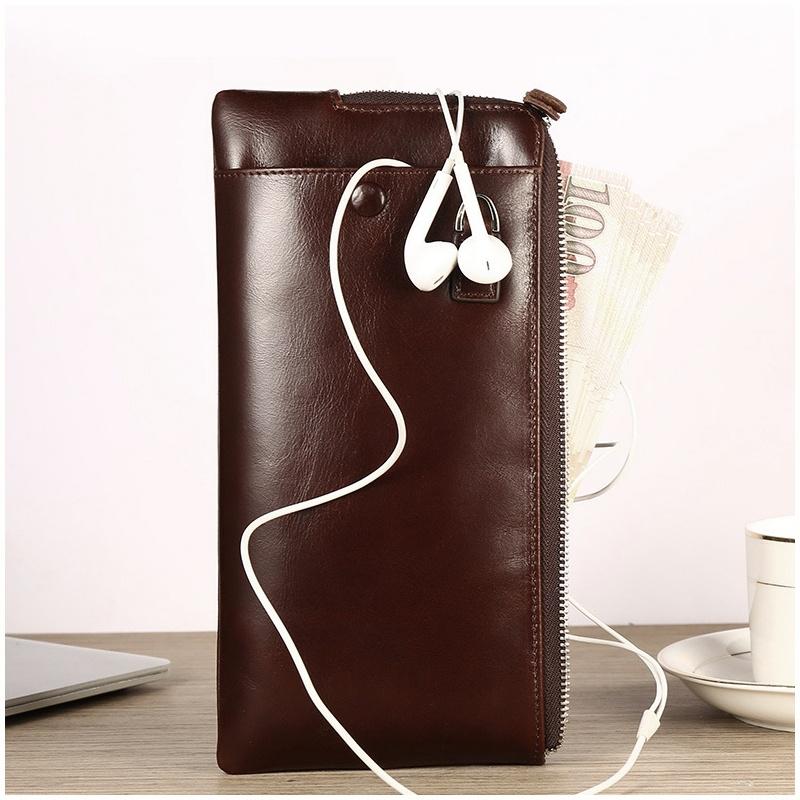 Hochwertige, modische Herren- und Damen-Handy-Geldbörse, Kartenhalter, Geldbörse, Reißverschluss, großes Fassungsvermögen, lange Clutch-Geldbörsen für Männer mit Handschlaufe