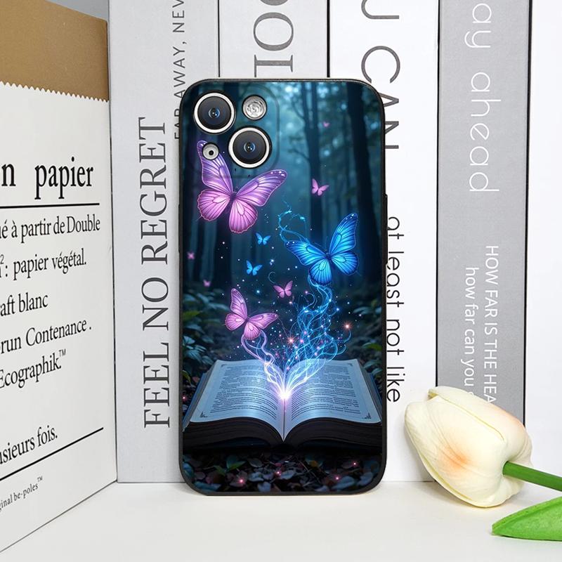 Beautiful Forest Butterfly Book Printed Phone Case for iPhone 17 16 12 11 14 13 15 Pro Max Mini X XS MAX XR 7 8 Plus Soft Cover