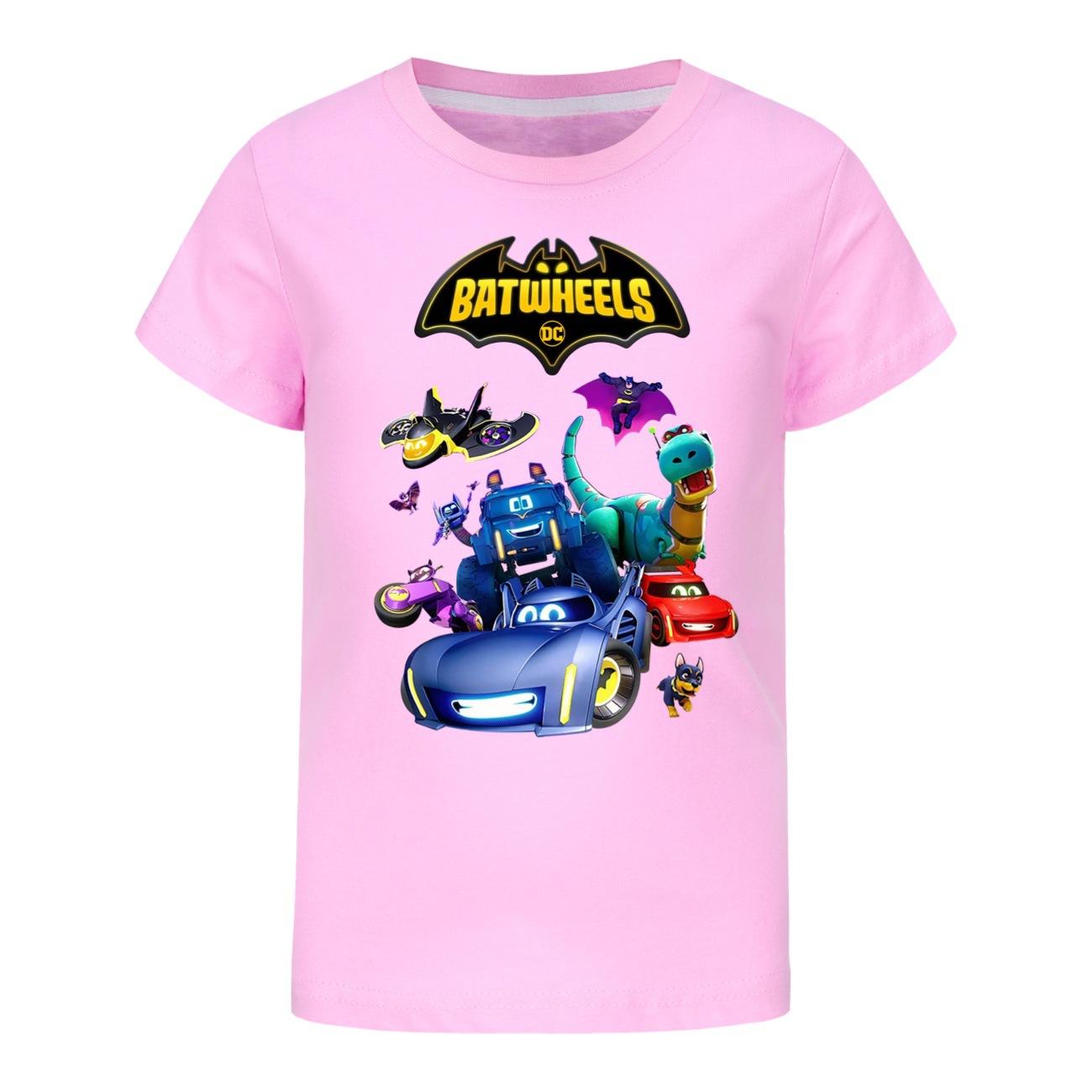 

Funny Batwheels Short Sleeve Kids Clothing T-Shirts Summer Children Tops Cartoon Casual Tees Cotton Boys Girls Clothes 130