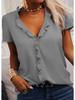 Spring Shirt Summer Short Sleeve Ruffled Top Women Solid Color