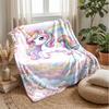 Rainbow Unicorn Fantasy Theme Blanket Lightweight Warm Flannel Blanket Decorative Throw Blanket for Home Decoration