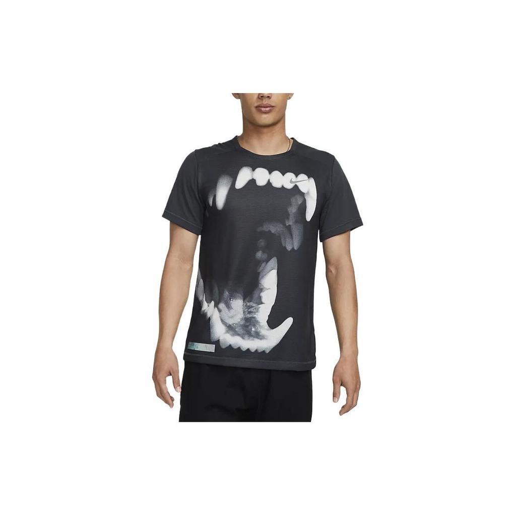 Nike Dri-Fit Adv Run Division Ink Print Crew Neck Short Sleeve T-Shirt Men Coal-Black DV9296-010