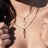 Polished Horn Shaped Pendant Necklace Mariner Chain Lucky Charm Jewelry