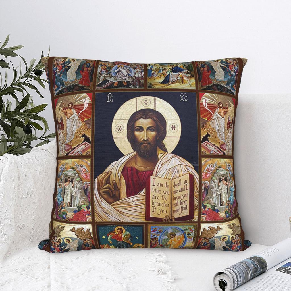 Jesus Christ God Bless Pillowcase Polyester Cushion Cover Decor Christian Pillow Case Cover Home Drop Shipping 40X40cm