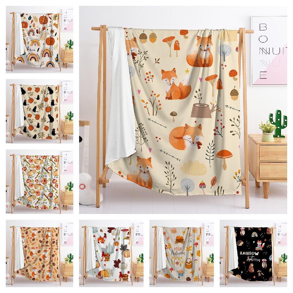 Blanket Flannel Blanket Thanksgiving Pumpkin Fox 2D Digital Printing Blanket Blanket