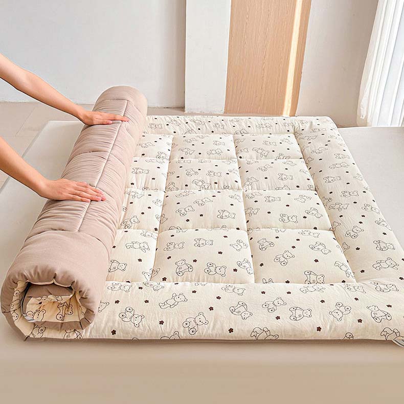 WTEMPO Printed Smooth Surface Foldable High Quality Soft Cotton-filled Mattress All Seasons Thick Bedroom Tatami School Dormitory Bed Mattress Pad