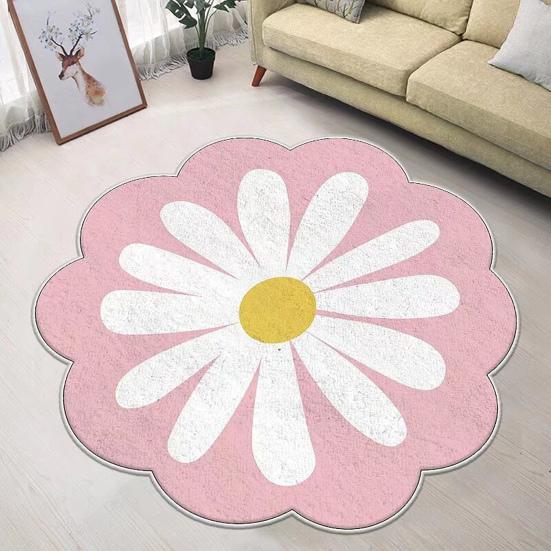 3D Flower Area Rug Absorbent Quick Dry Irregular Plush Floral Floor Mat Washable Non-slip Living Room Bedroom Bathroom Kitchen Decoration Carpet