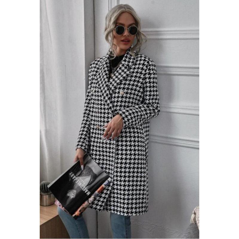 Cappotto Lungo di Lana Pied-de-poule Autunno/Inverno Donna 2026