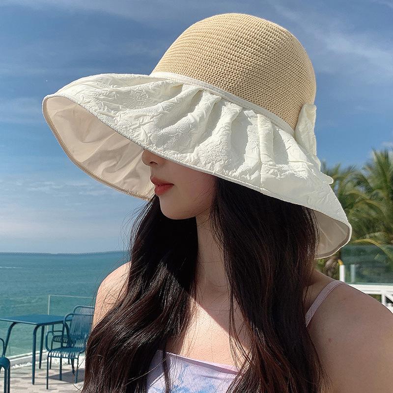 New summer beach hat seaside outing big eaves bucket hat breathable sunscreen sunshade ultraviolet sun hat