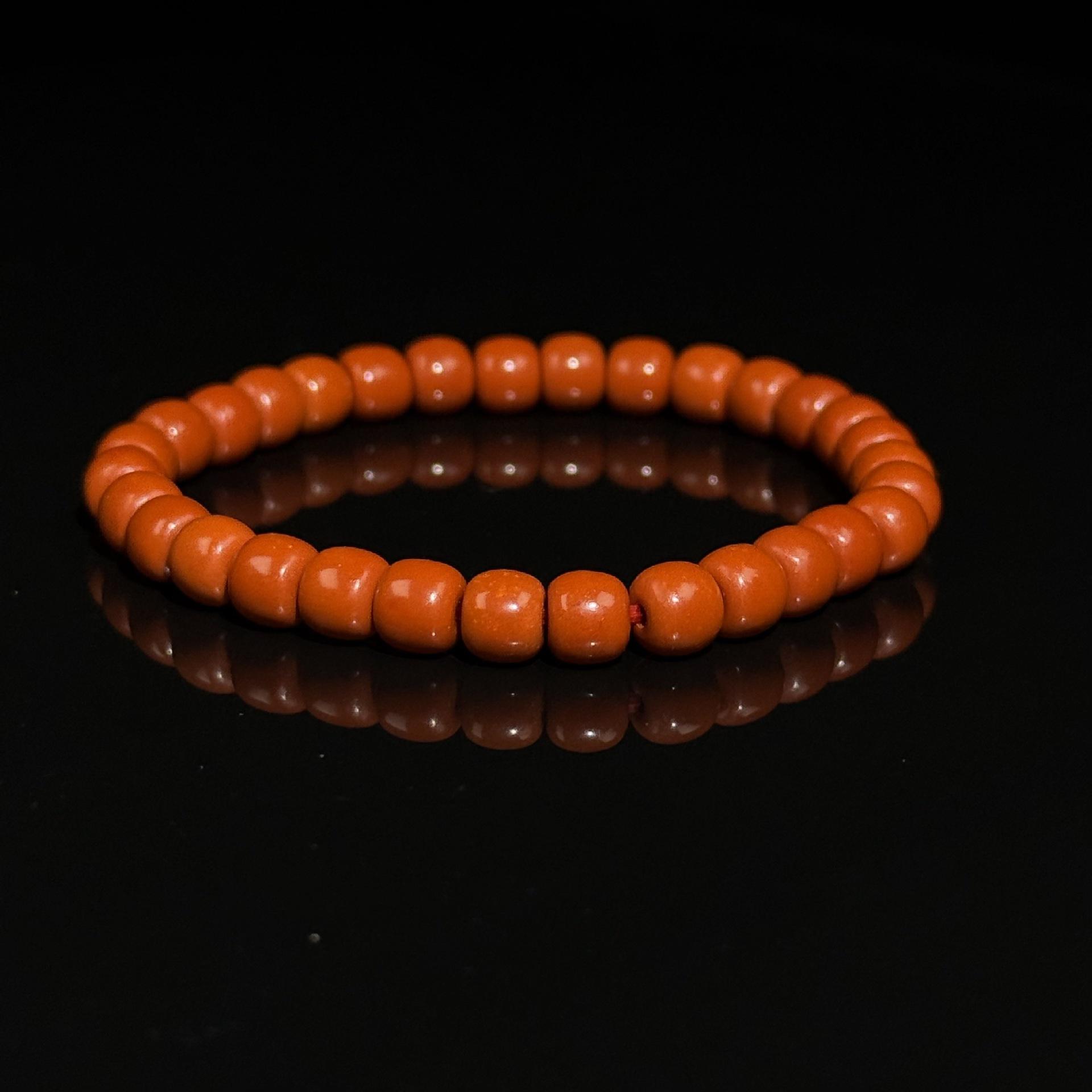 Second Gen Southern Red Agate Flame Pattern Multi-Strand Beaded Bracelet