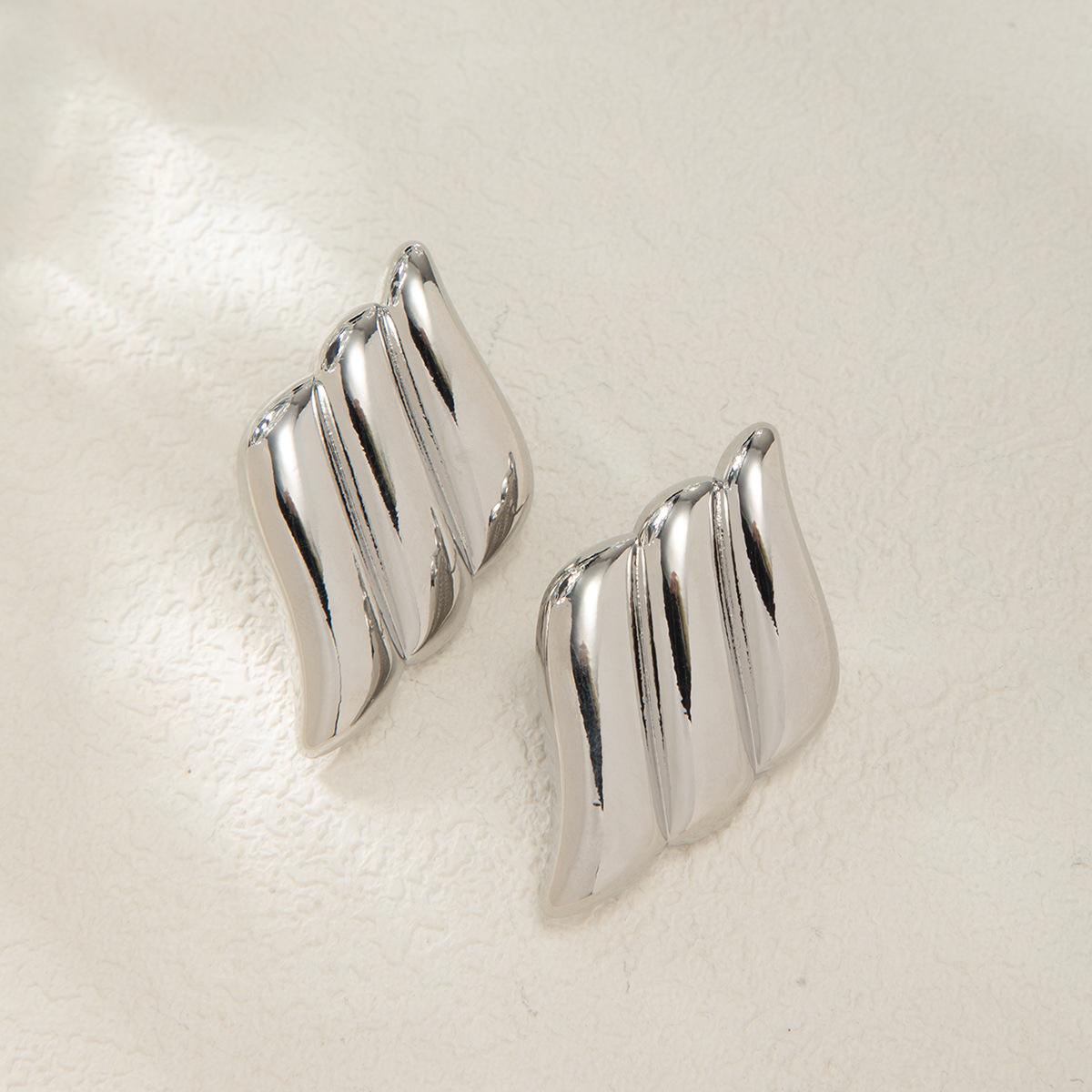 

Серьги-гвоздики в стиле ретро с латунным покрытием из 18-каратного золота, простые серьги-гвоздики в стиле интернет-знаменитости, простые геометрические текстурированные серьги Premium Sense серебряный