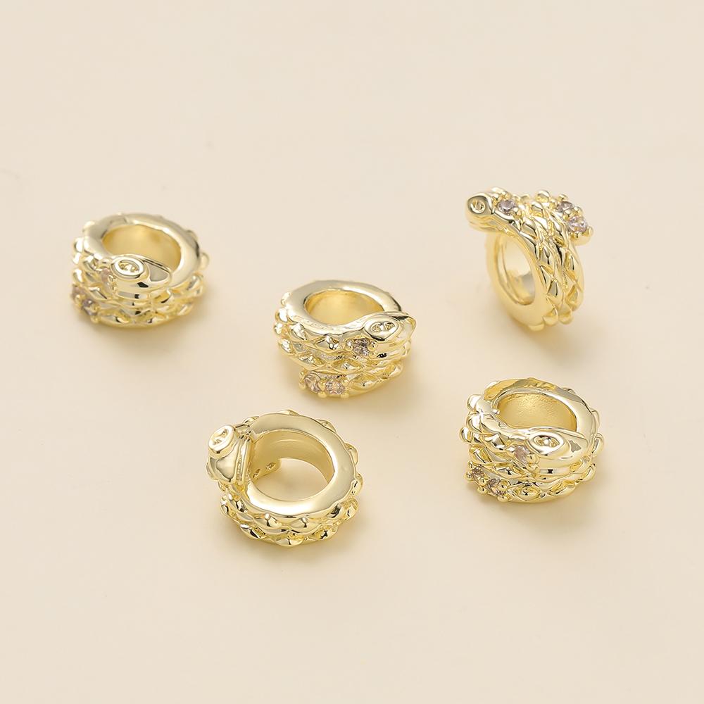 2Piece/Lot 9*10mm 14/18K Gold Color Plated Spacer Beads with Zircon for DIY Necklace Bracelets Jewelry Making Accessories