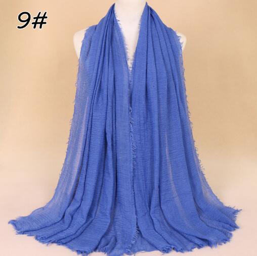 New Ethnic Oversize Muslim Crinkle Hijab Head Scarf Women Solid Bubble Cotton Shawls And Wraps Soft Big Linen Foulard Femme