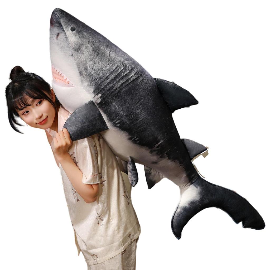 Wholesale Lifelike Gaint Megalodon Shark Plush Toy Pillow Simulation Grey Shark Marine Animal Plush Toy Home Decor Gift For Kids