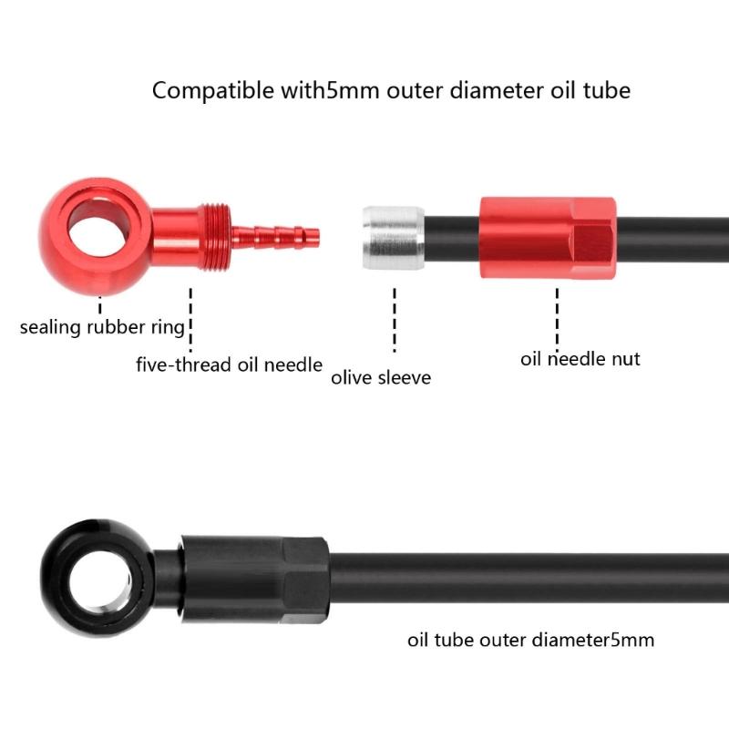 Precisions Machined Aluminum Brake Hose Oil Pipe And Barbs Fitting Set Suitable for Mountain Bike Hydraulic Disc Brakes