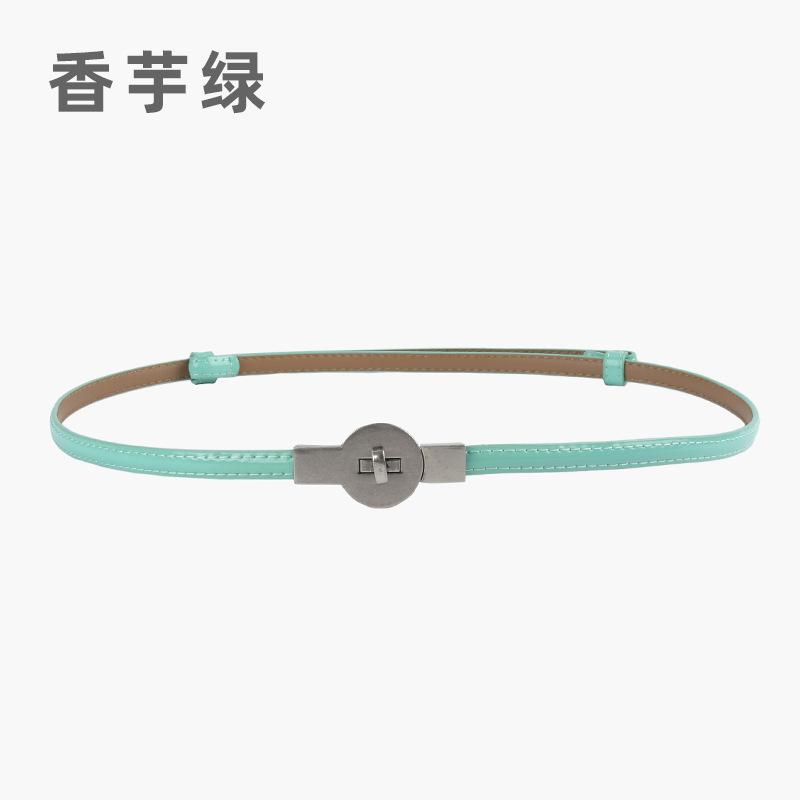 Retro Buckle Thin Belt Women With Dress Decoration Small Belt Waist Thin Lacquered Cowhide