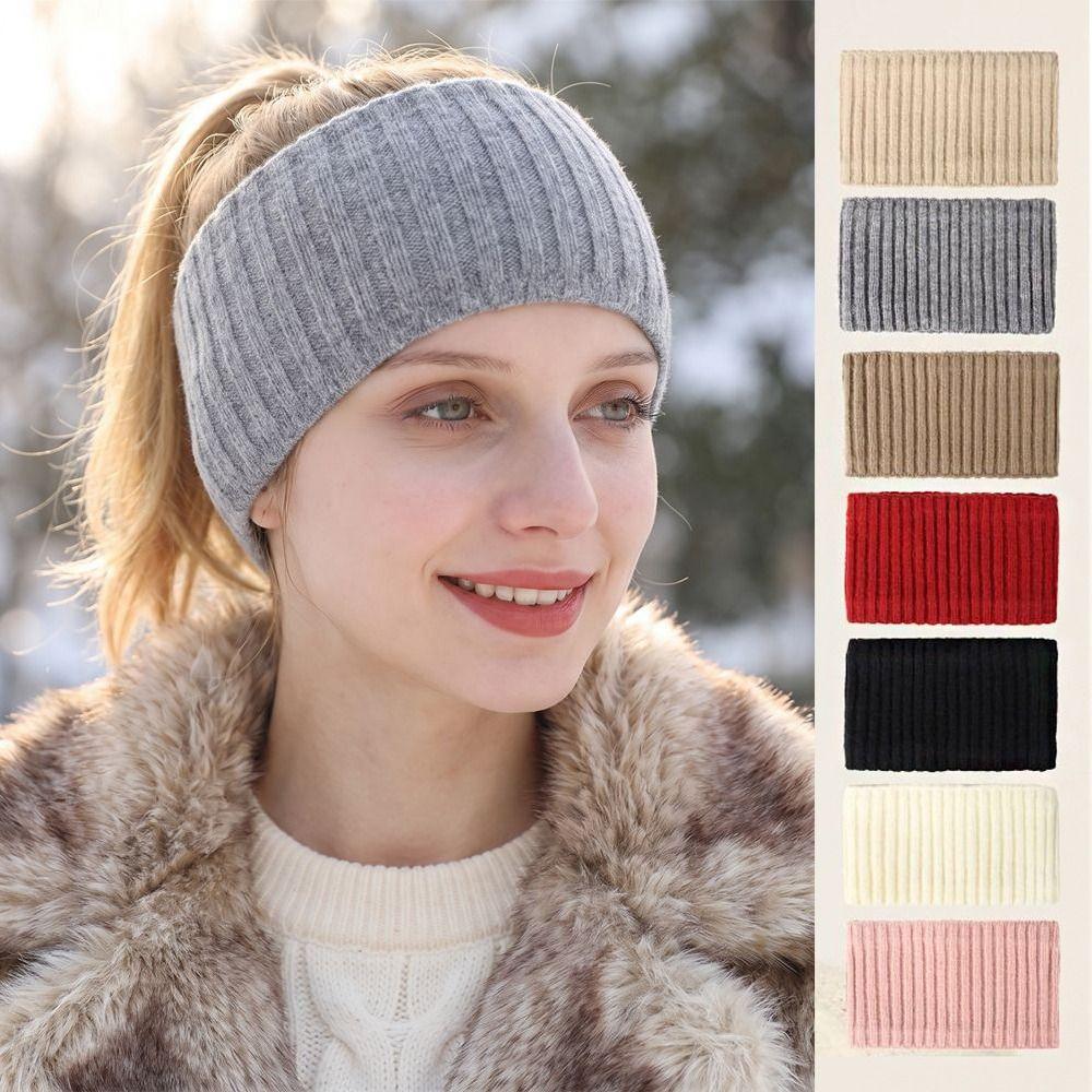 Ear Warm Solid Color Hairband Plush Warm Hair Band Fashion Winter Elastic Headband Daily