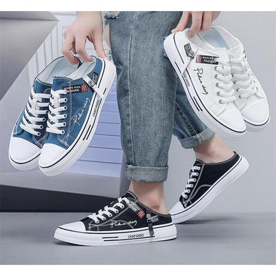 Men's Canvas Shoes, Breathable Casual Men's Shoes, Half-drag Student Trendy Shoes