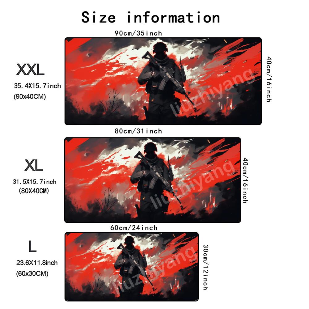 Soldier Mouse Pad Large Computer Office Game Table Mat Xxl Rubber AntiSlip Stitched Edge Keyboard Mats Washable Desk Pads