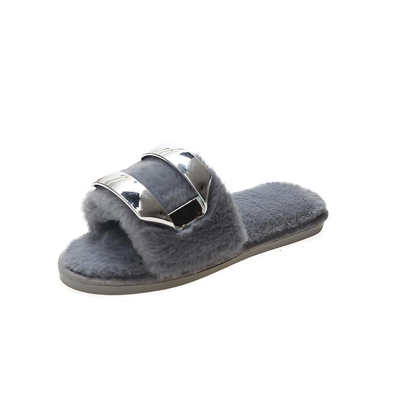 Fashion 2025 New Fluffy Women's Slippers Home Fashion Luxury Designer Shoes Woman Autumn Winter Fuzzy Fur Slides Indoor Elegant Shoes