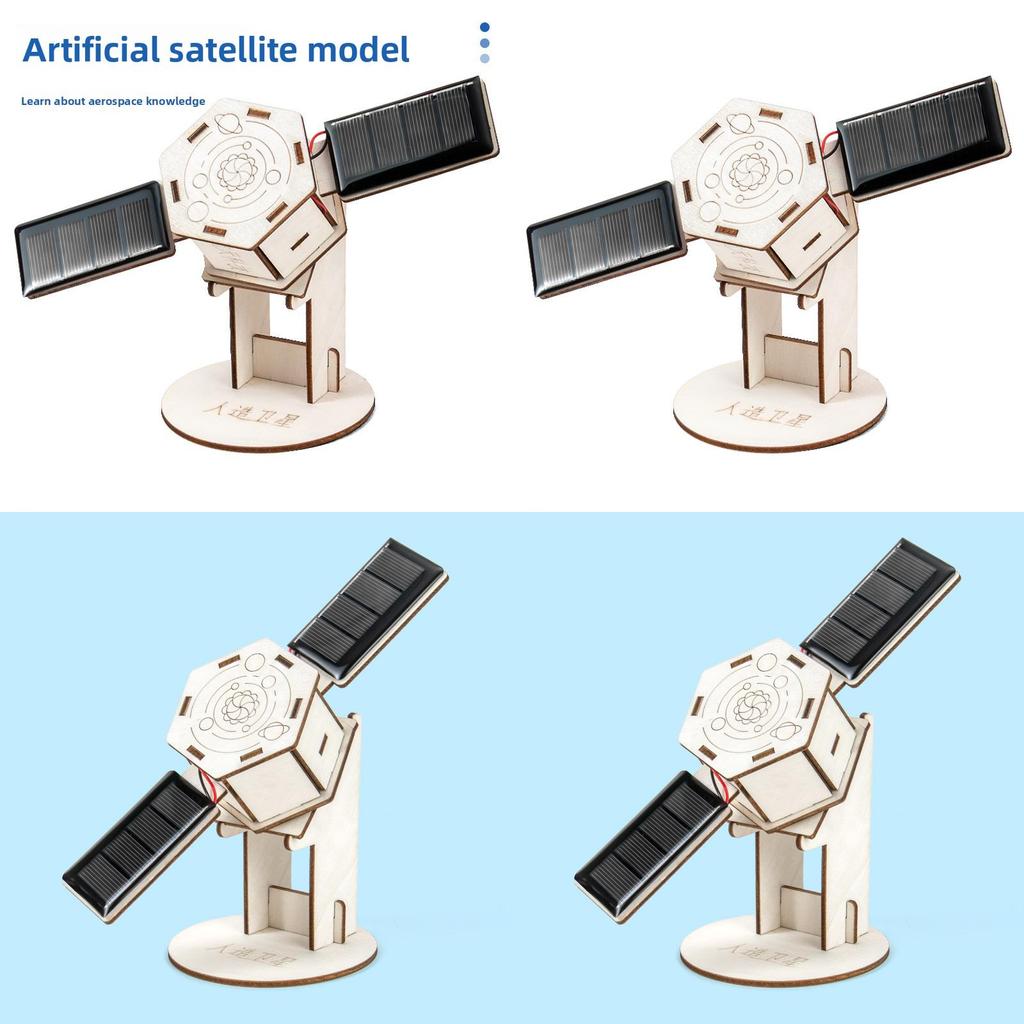 Funny Simulated Wooden Artificial Satellite Assembly Model Children Toy Set For Students
