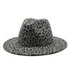 Hot-selling women's black soft woolen hats, leopard print hats, baron hats, spring women's top hats, gambler hats, large brim hats