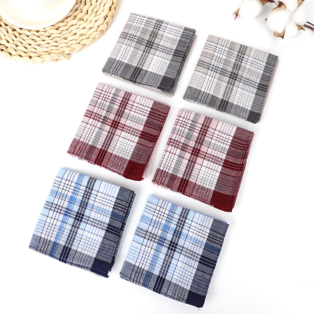 Men's Classic Plaid Pure Cotton Handkerchief for Elders - Old Shanghai Style