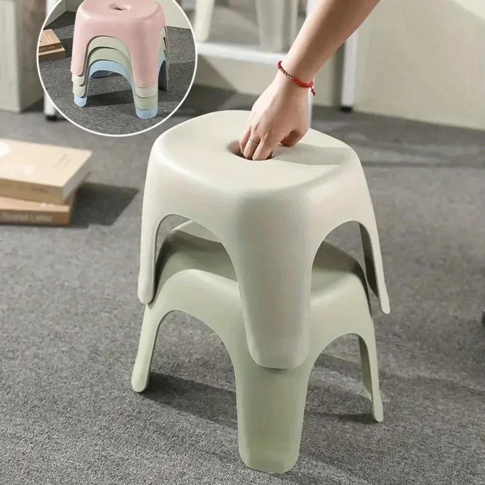 Plastic Small Stool Stackable Thick Stool Household Plastic Multifunctional Portable Bathroom Stool