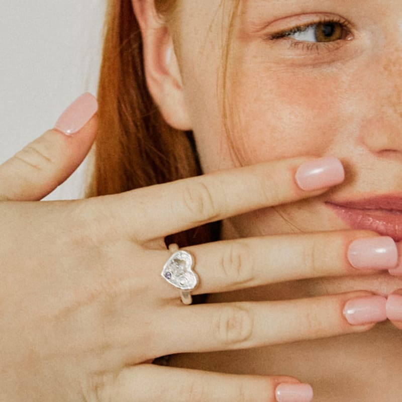 VVV [SET] Snow Heart Star Cubic Ring