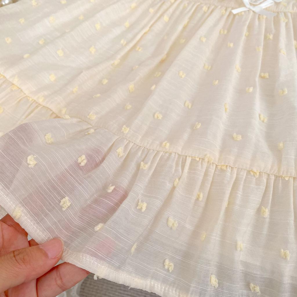 Girls Summer Sleeveless Floral Lace Trim Ruffled Princess Dress