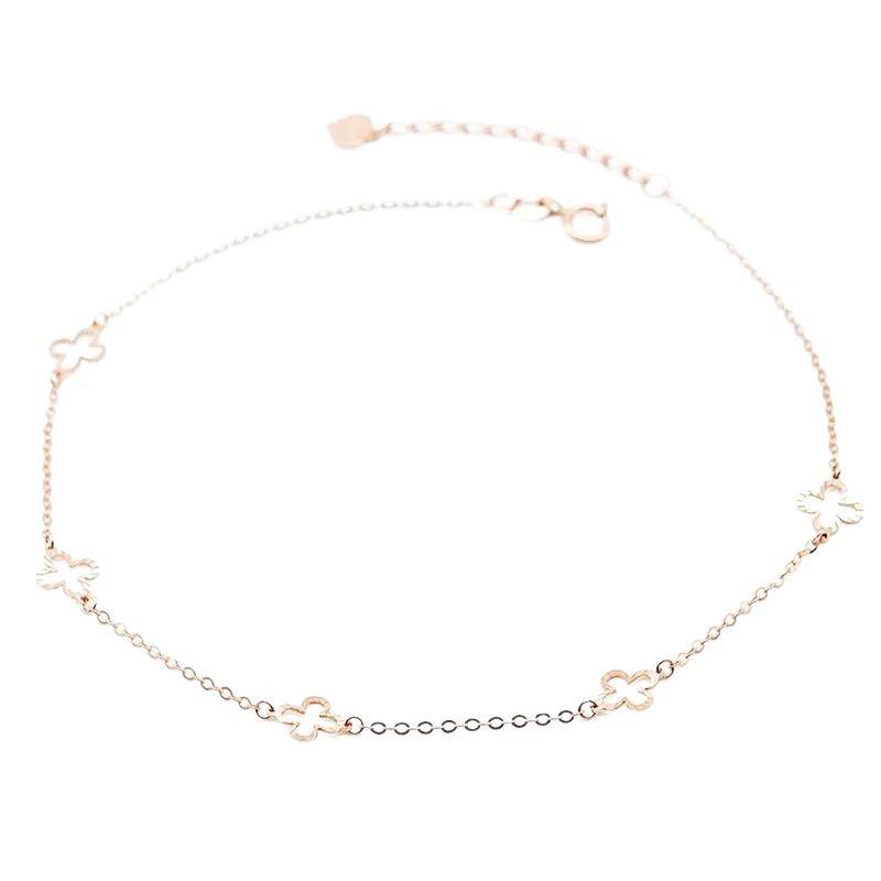 Purple Gold Flower Anklet Fashion Simple Temperament Rose Gold Plated Car Flower Lucky Grass Anklet Women