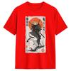 Ukiyoe Art Japanese Cat Riding T Shirt Unisex Pure Cotton Fashion Male Tshirts O Collar Tee Shirt Short Sleeve Clothing Present